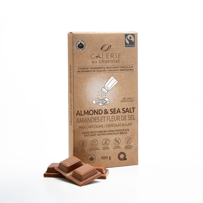 Équitable – Chocolat au Lait Amandes et Fleur de Sel 100g image