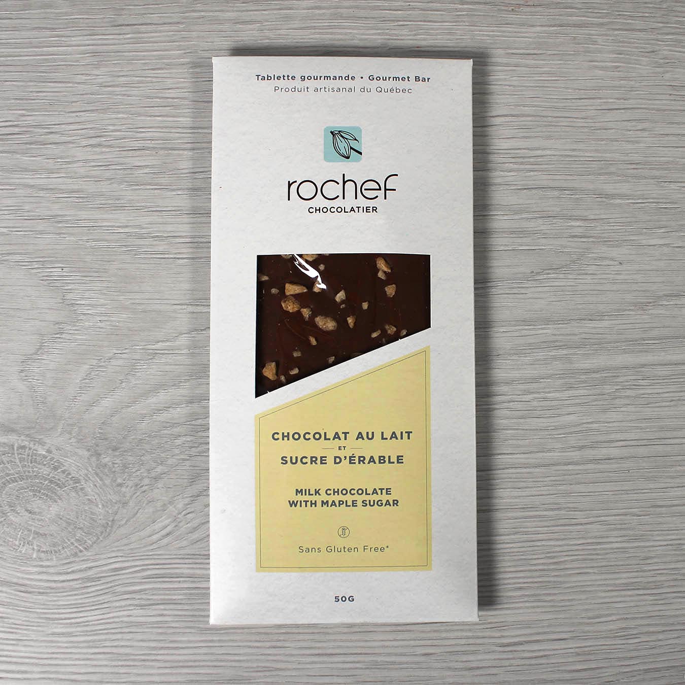 Gourmet milk chocolate and maple sugar bar 50g image