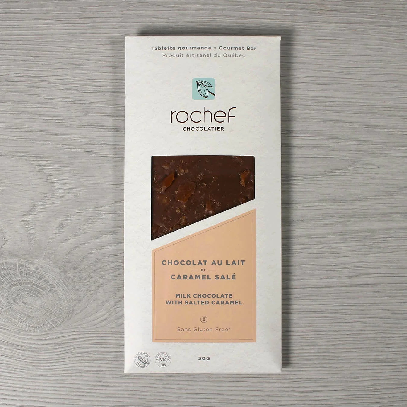 Gourmet salted caramel milk chocolate bar 50g image